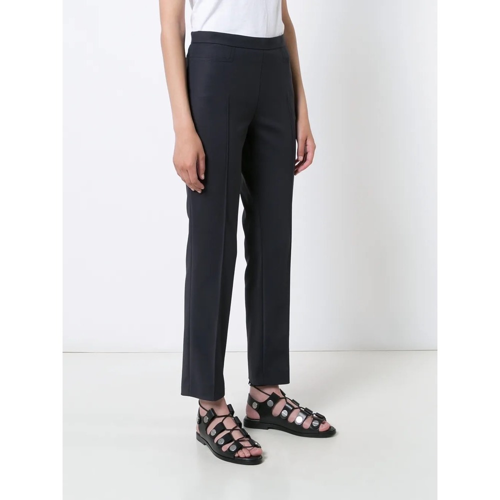 Akris Punto Franca Mid Rise Cropped Pants Navy Blue Sz 10 Trousers‎ Chic Classic